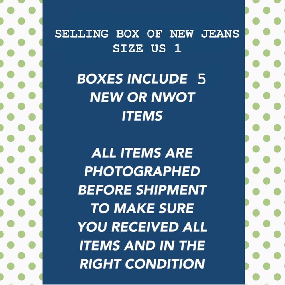 BOX OF NEW JEANS SZ US 1